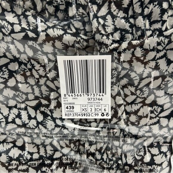 Mango - Women's Printed Long Sleeve Short Dress - Black/White. Size: 2 (US). NWT - Picture 3 of 12